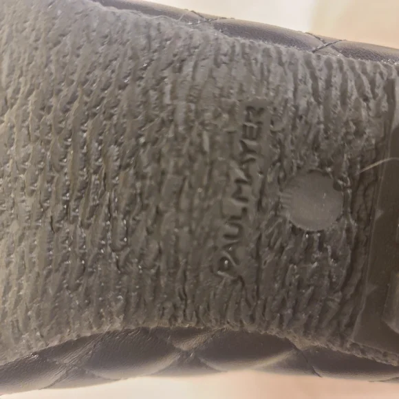 Paul Mayer Black Quilted Ballet Flats with Patent Cap Toe - Picture 6 of 13